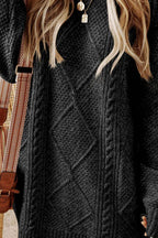 Cable-Knit Round Neck Sweater Dress - Delanoir