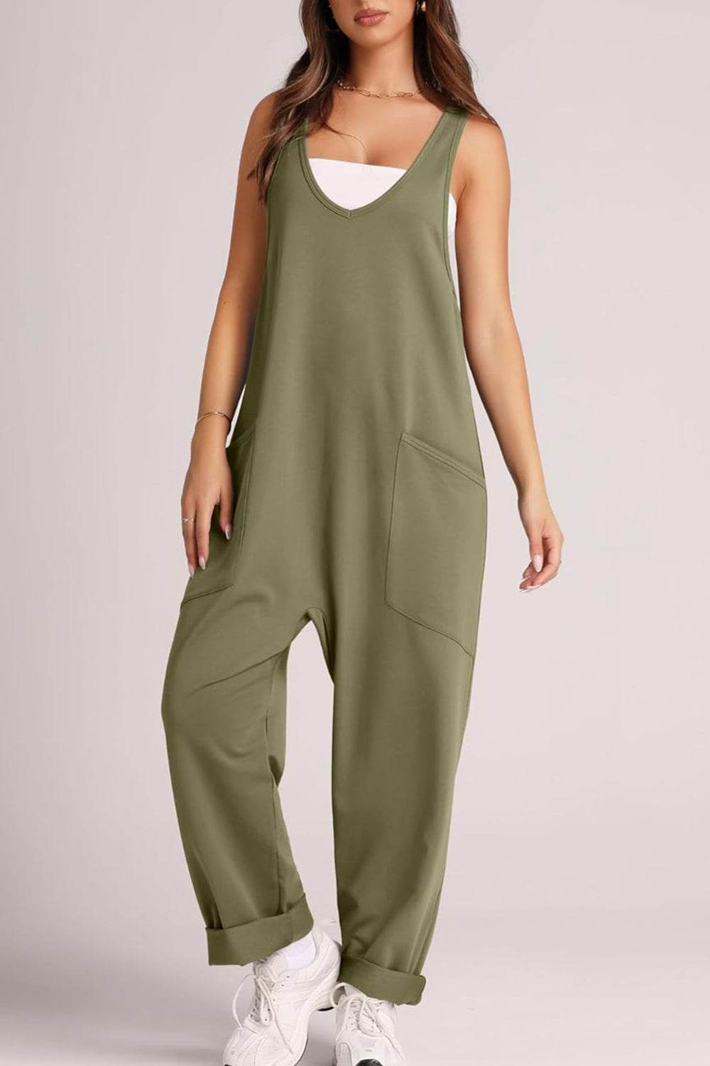 Lovelet Wide Strap Jumpsuit with Pockets - Delanoir