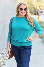 Basic Bae Full Size Round Neck Batwing Sleeve Top - Delanoir