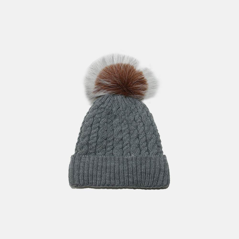 Cable Knit Winter Hat with Pompom - Delanoir