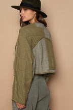 POL Quilted Knit Viding Detail Knit Patch Jacket - Delanoir