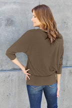 Basic Bae Full Size Round Neck Batwing Sleeve Top - Delanoir