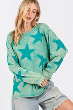 SAGE + FIG Mineral Wash Star Pattern T-Shirt - Delanoir