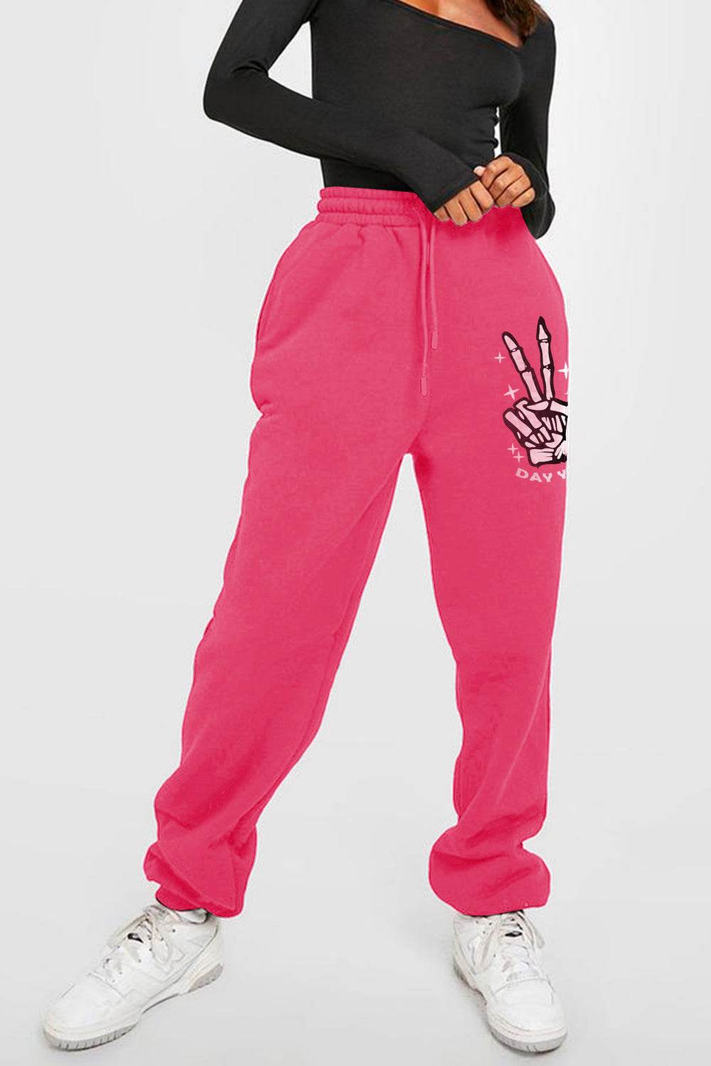 Simply Love Simply Love Full Size Drawstring DAY YOU DESERVE Graphic Long Sweatpants - Delanoir