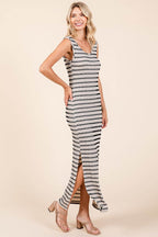 Mittoshop Striped Scoop Neck Sleeveless Maxi Dress - Delanoir