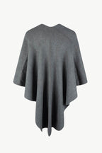 Surplice Neck Pom-Pom Trim Poncho - Delanoir