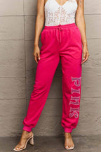 Simply Love Full Size PINK Graphic Sweatpants - Delanoir