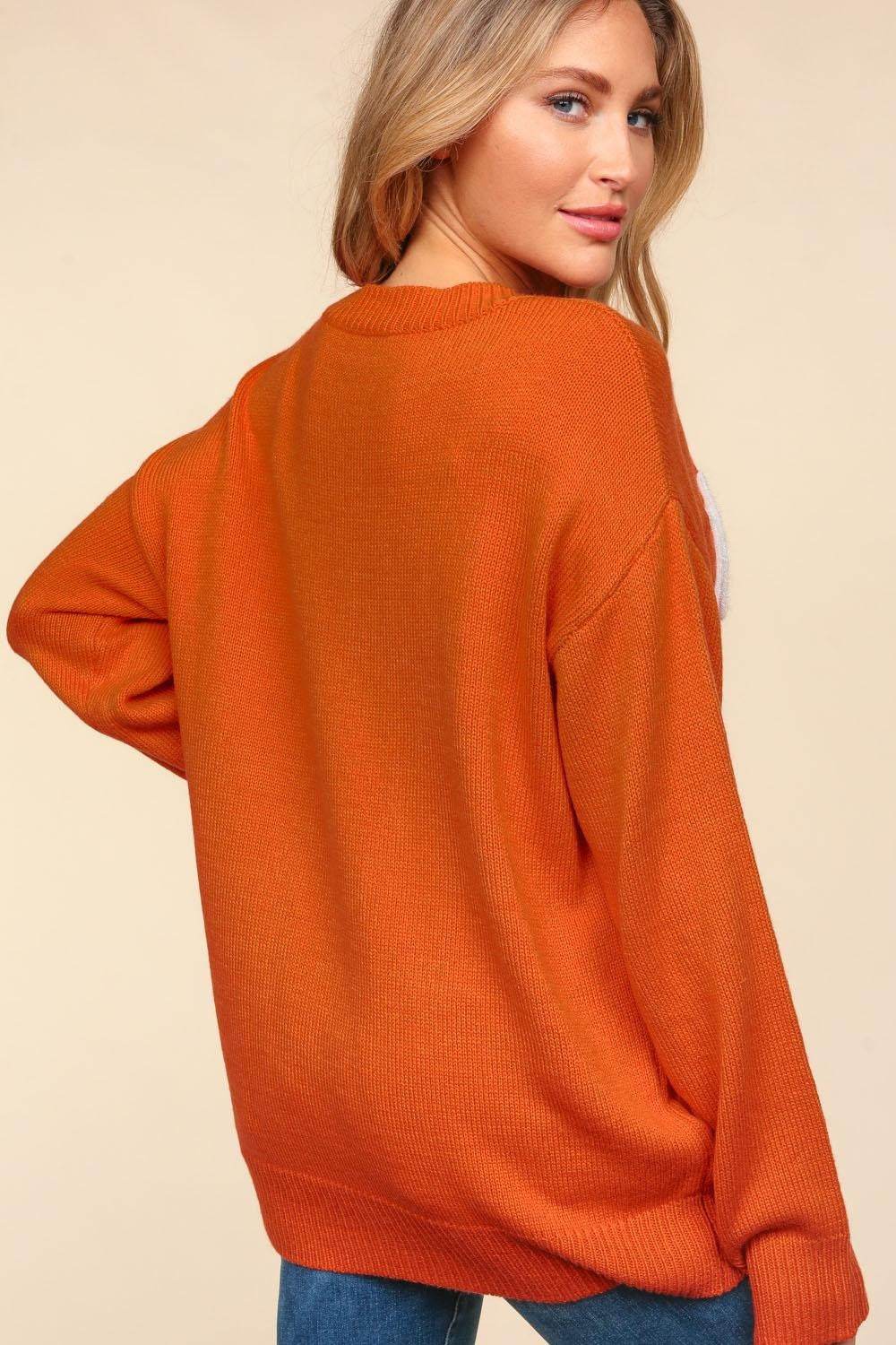 Haptics Full Size Metallic Glitter Embroidery Sweater - Delanoir