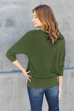 Basic Bae Full Size Round Neck Batwing Sleeve Top - Delanoir