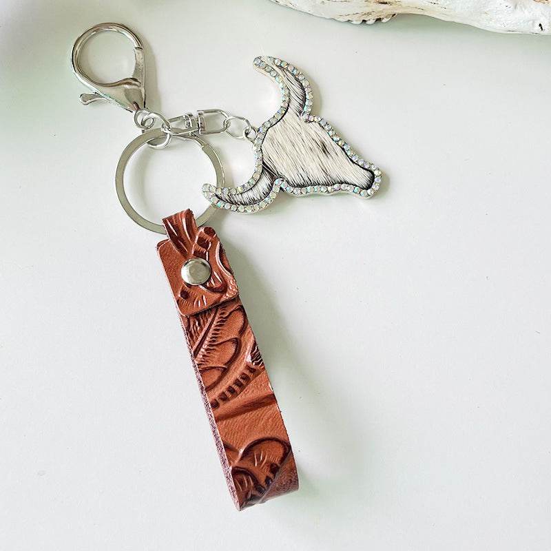 Rhinestone Bull Keychain - Delanoir