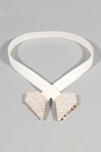 Rhinestone Heart Buckle Elastic Belt - Delanoir