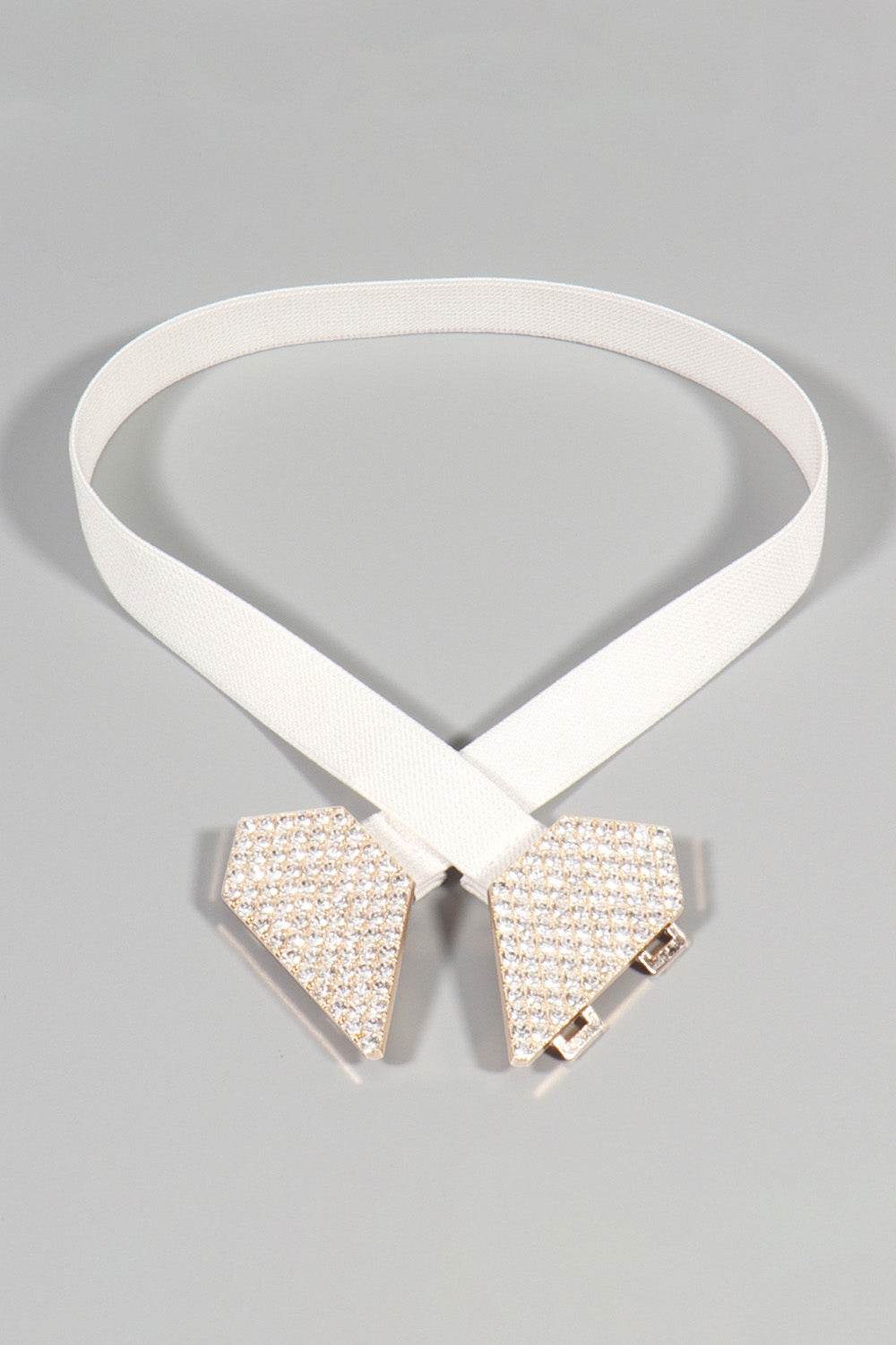 Rhinestone Heart Buckle Elastic Belt - Delanoir
