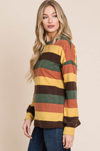 BOMBOM Multi-Color Striped Knit Top - Delanoir