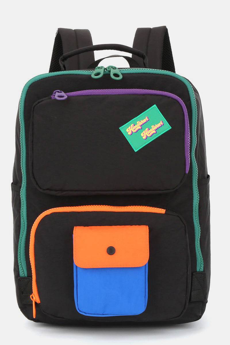 Himawari Contrast Nylon Backpack Bag with Handles - Delanoir