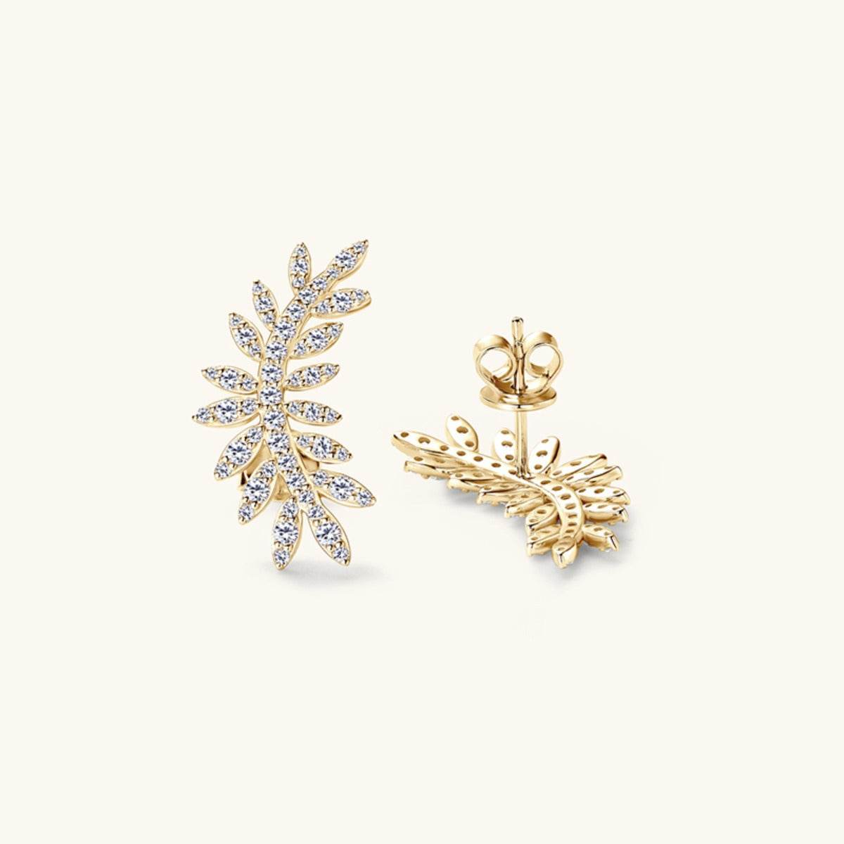 Moissanite 925 Sterling Silver Leaf Shape Stud Earrings - Delanoir