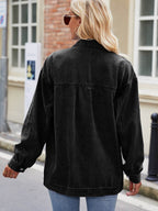 Button Up Denim Jacket with Pockets - Delanoir