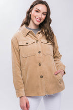 Love Tree Corduroy Button Up Jacket with Sherpa Inside - Delanoir