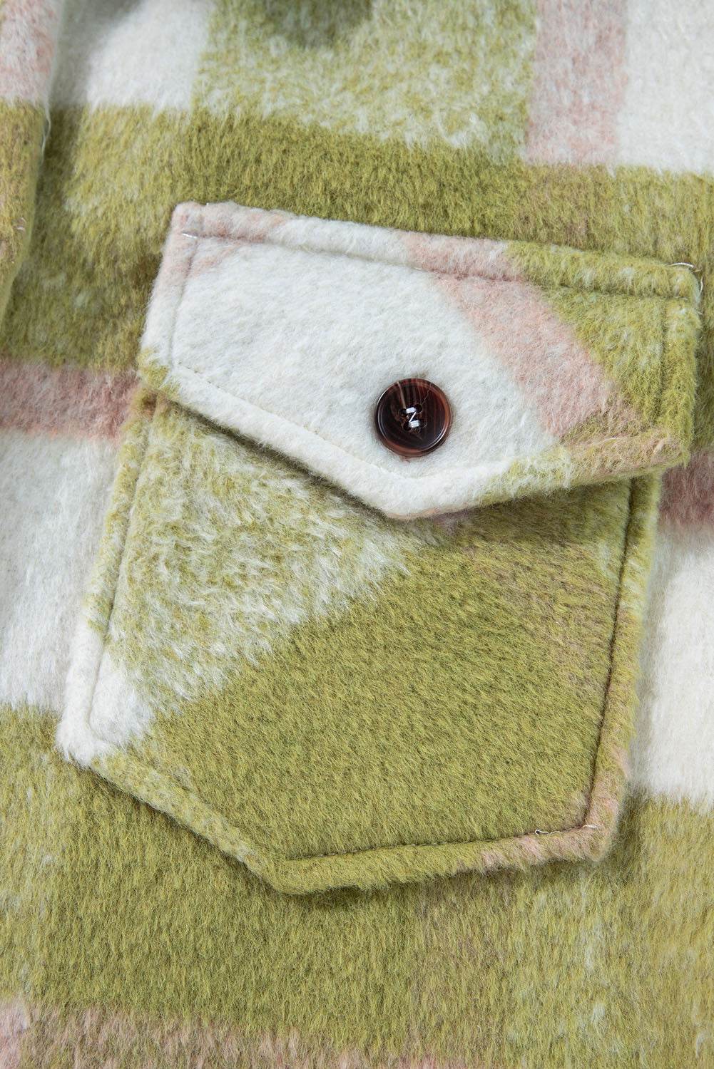 Pocketed Plaid Collared Neck Shacket - Delanoir