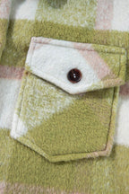 Pocketed Plaid Collared Neck Shacket - Delanoir
