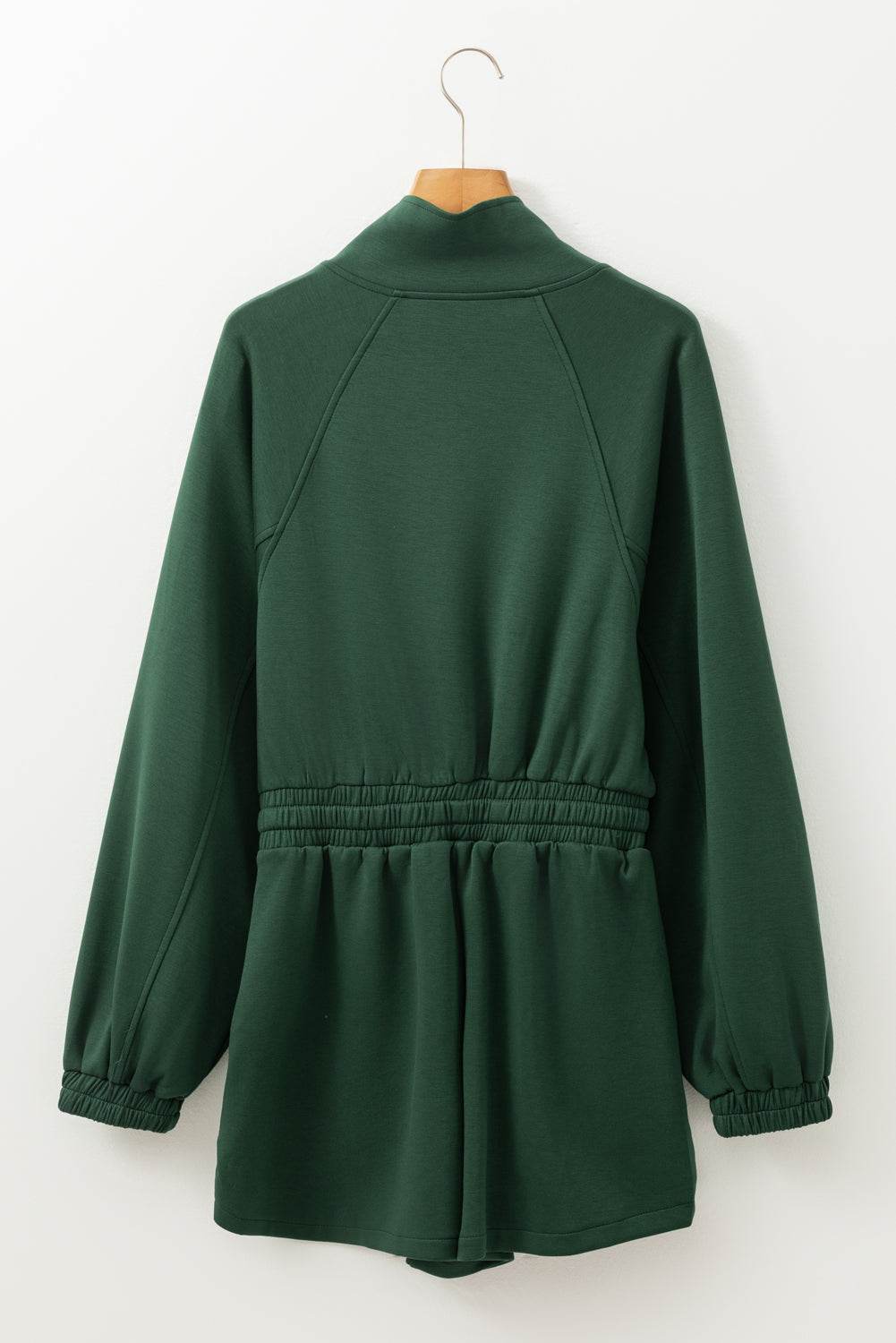 Drawstring Half Zip Long Sleeve Romper - Delanoir
