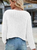 Round Neck Button Up Cardigan with Pockets - Delanoir