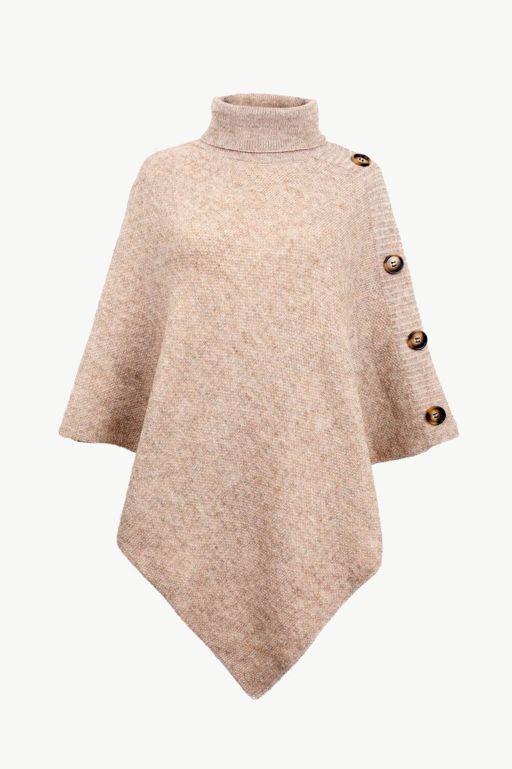 Turtleneck Buttoned Poncho - Delanoir