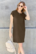 Basic Bae Full Size Round Neck Short Sleeve Dress with Pockets - Delanoir