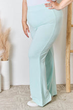 RISEN Full Size High Waist Ultra Soft Knit Flare Pants - Delanoir