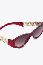 Chain Detail Temple Cat Eye Sunglasses - Delanoir