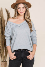 Reborn J V Neck Long Sleeve Top - Delanoir