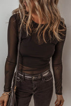 V-Neck Cami and Round Neck Long Sleeve Bodysuit Set - Delanoir