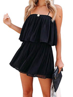 Ruched Spaghetti Strap Romper - Delanoir