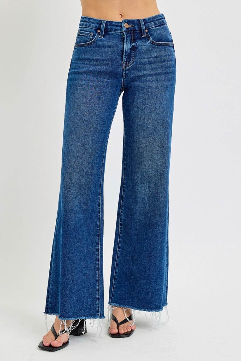 RISEN Tummy Control High Rise Wide Leg Jeans - Delanoir