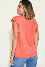 Basic Bae Full Size Bamboo Notched Ruffled Short Sleeve T-Shirt - Delanoir