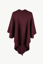 Surplice Neck Pom-Pom Trim Poncho - Delanoir