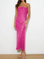 Sequin Cutout Tube Dress - Delanoir