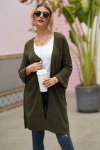 Open Front Long Sleeve Cardigan - Delanoir