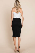 BOMBOM Elastic Waist Pencil Skirt - Delanoir
