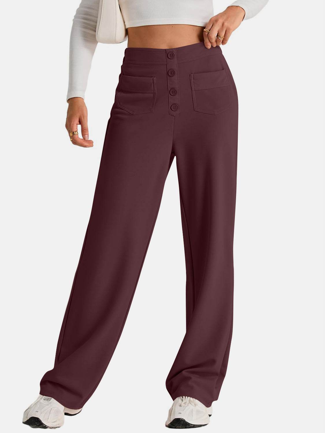 High Waist Wide Leg Pants - Delanoir
