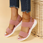 Rubber Open Toe Low Heel Sandals - Delanoir