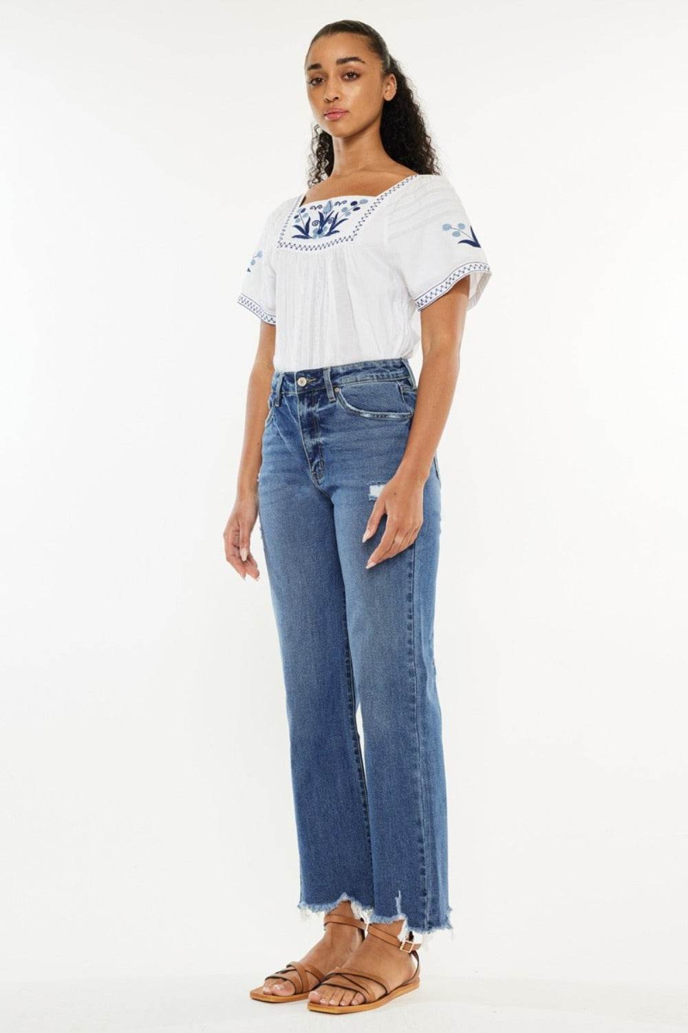 Kancan Full Size High Rise Slim Wide Leg Jeans - Delanoir