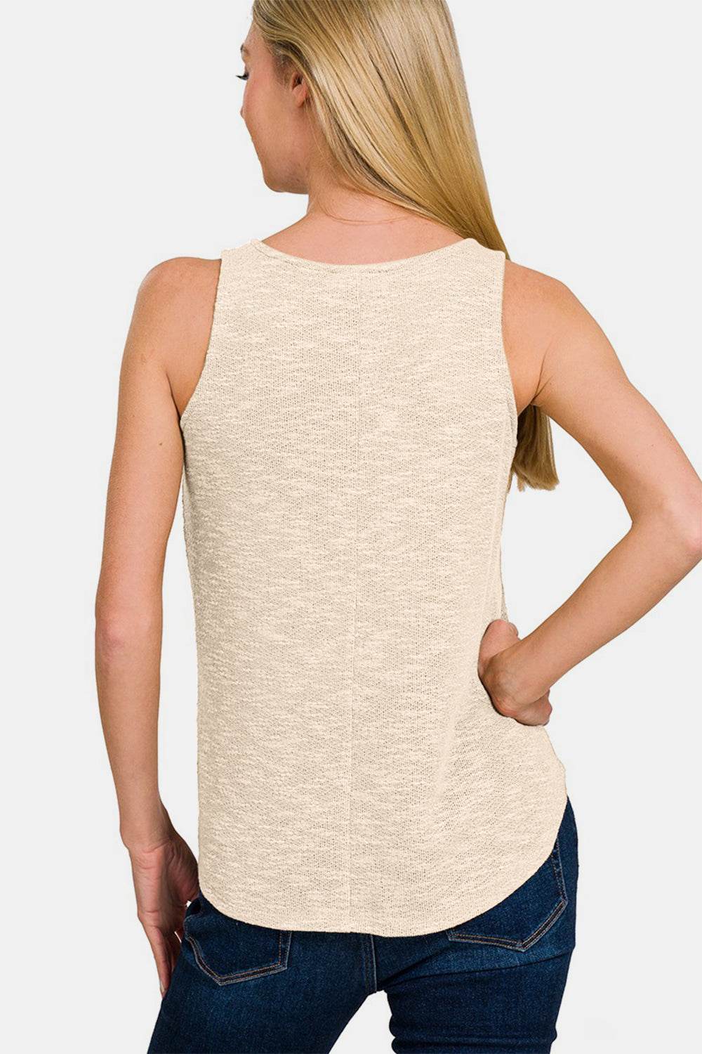 Zenana V-Neck Curved Hem Tank - Delanoir