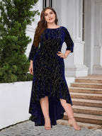 Plus Size Ruffle Hem High-Low Dress - Delanoir