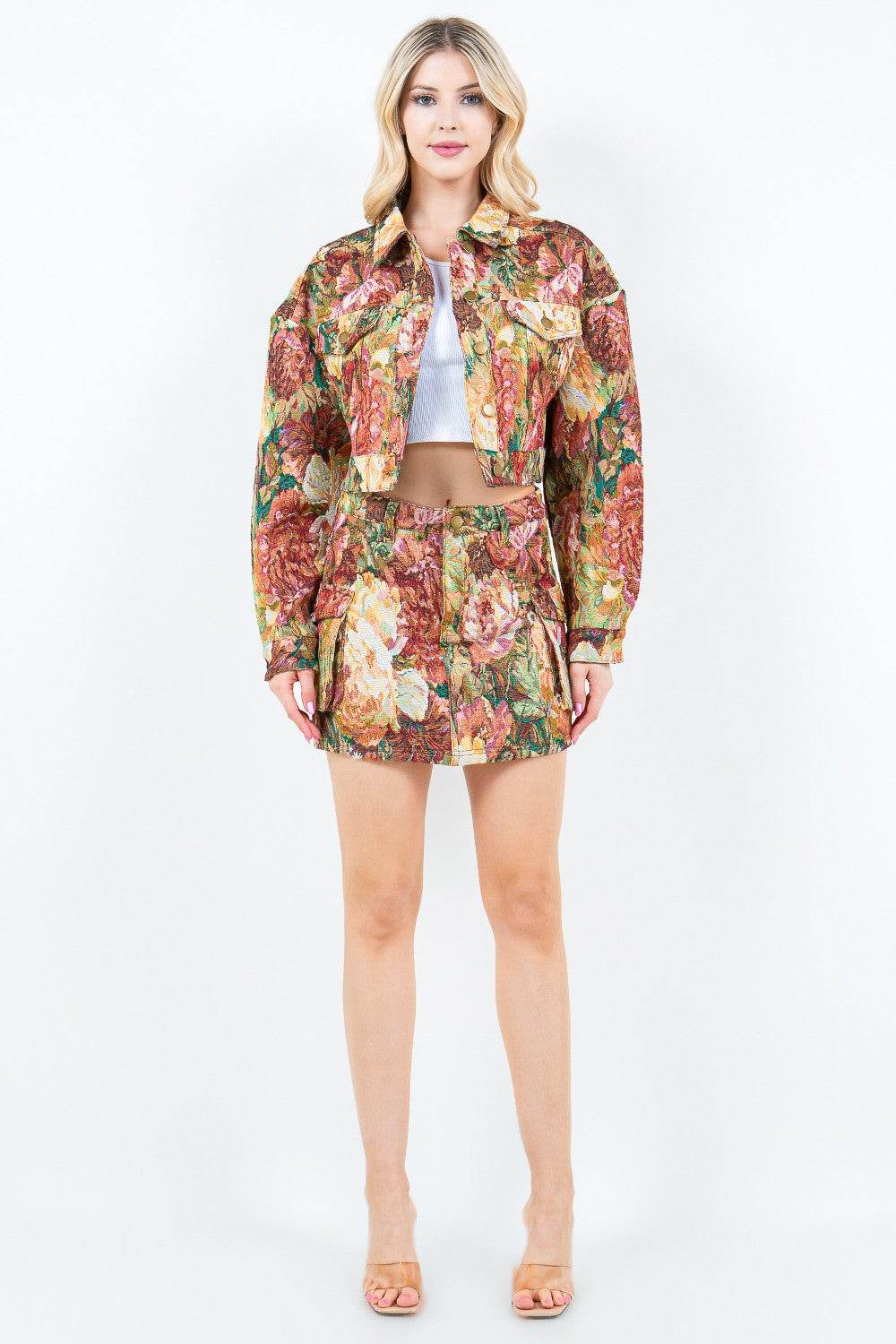 American Bazi Jacquard Weave Cargo Pocket Skirt - Delanoir