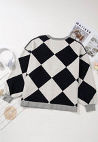 Color Block Button Down Long Sleeve Cardigan - Delanoir
