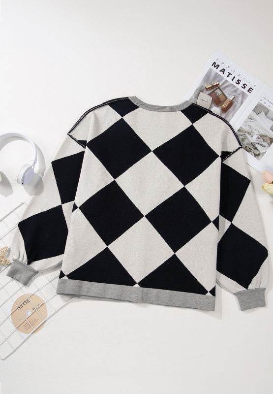 Color Block Button Down Long Sleeve Cardigan - Delanoir