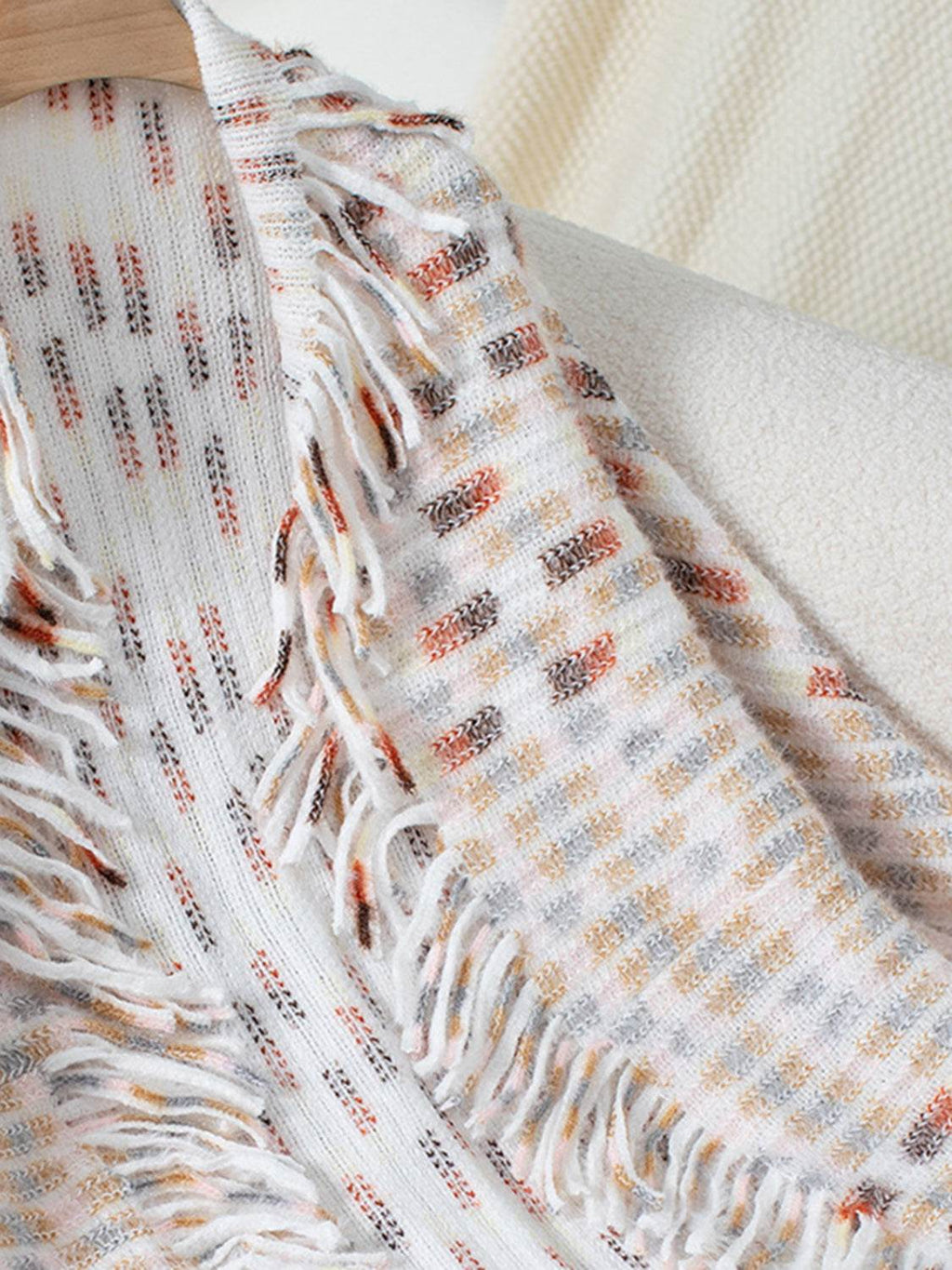 Fringe Open Front Half Sleeve Poncho - Delanoir