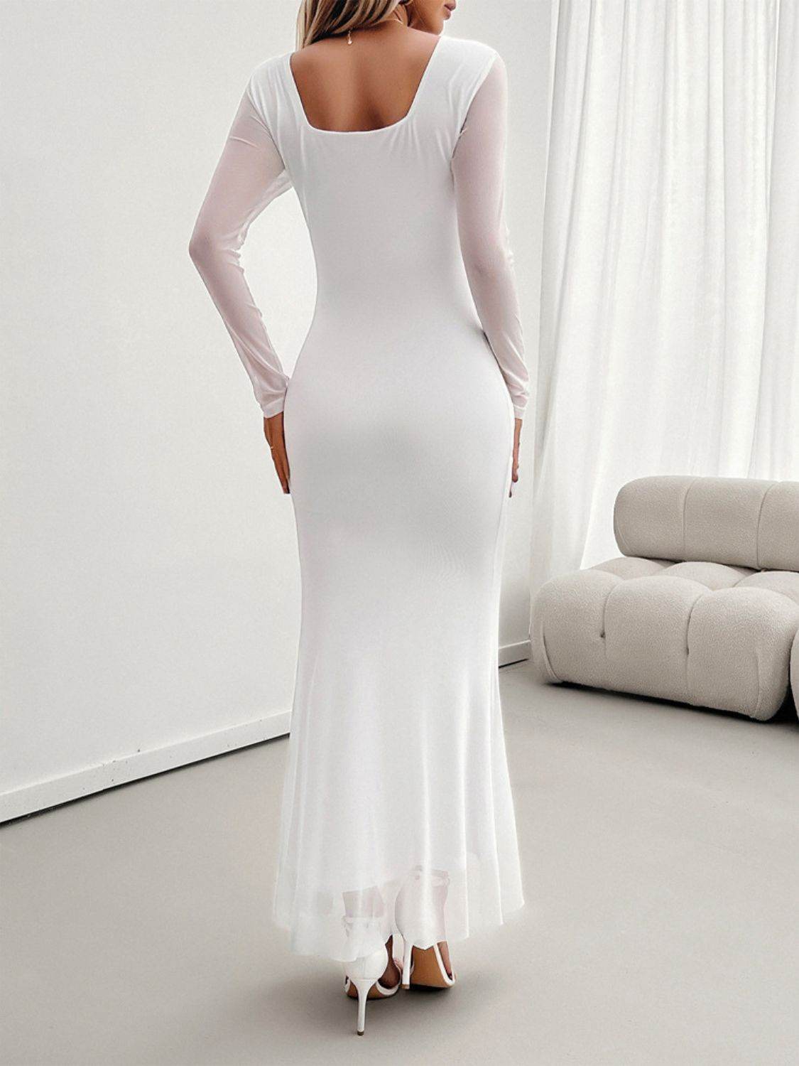 Devine Ruffled Surplice Long Sleeve Maxi Dress - Delanoir