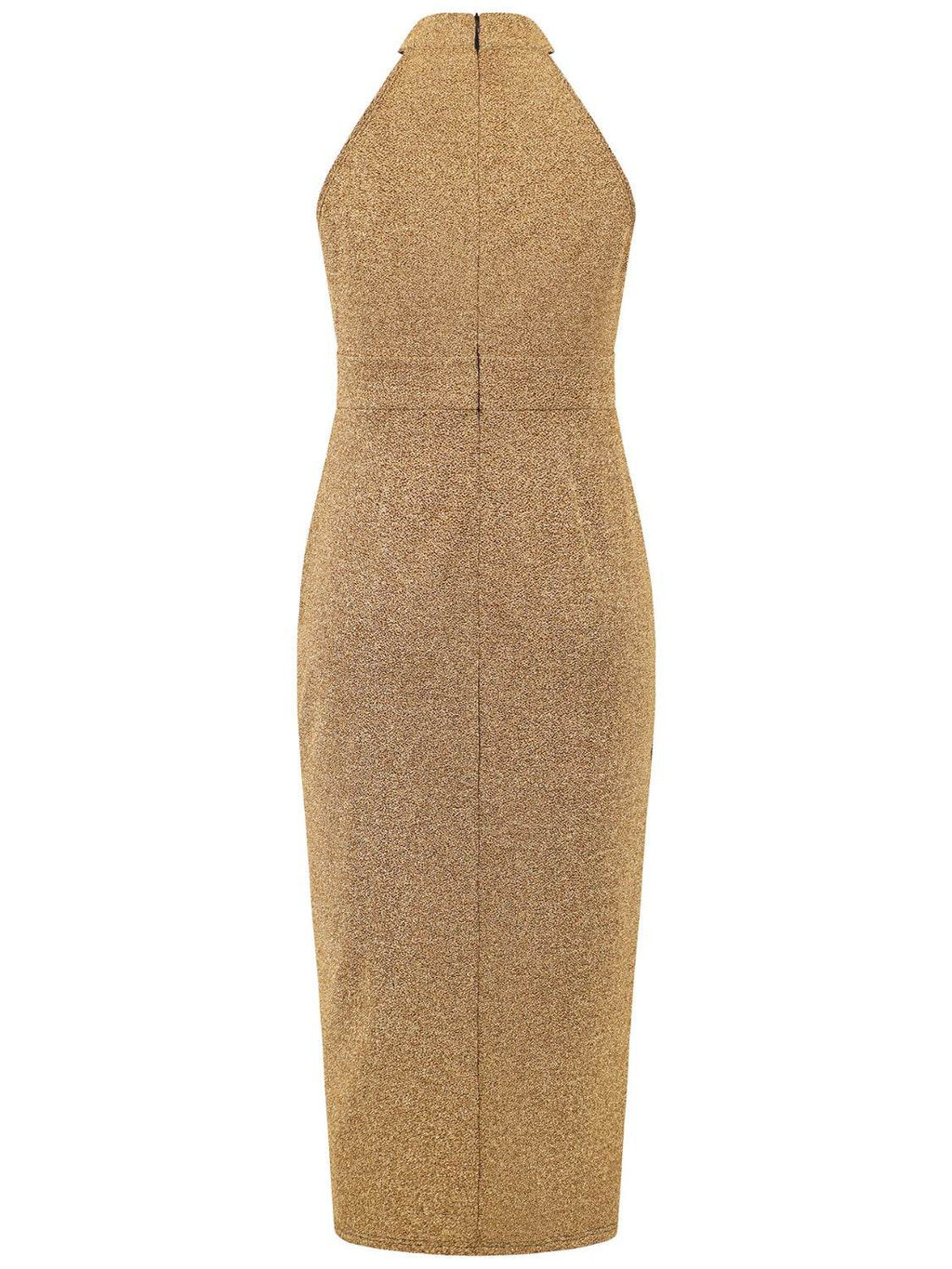 Slit Ruched Mock Neck Sleeveless Dress - Delanoir