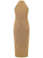 Slit Ruched Mock Neck Sleeveless Dress - Delanoir